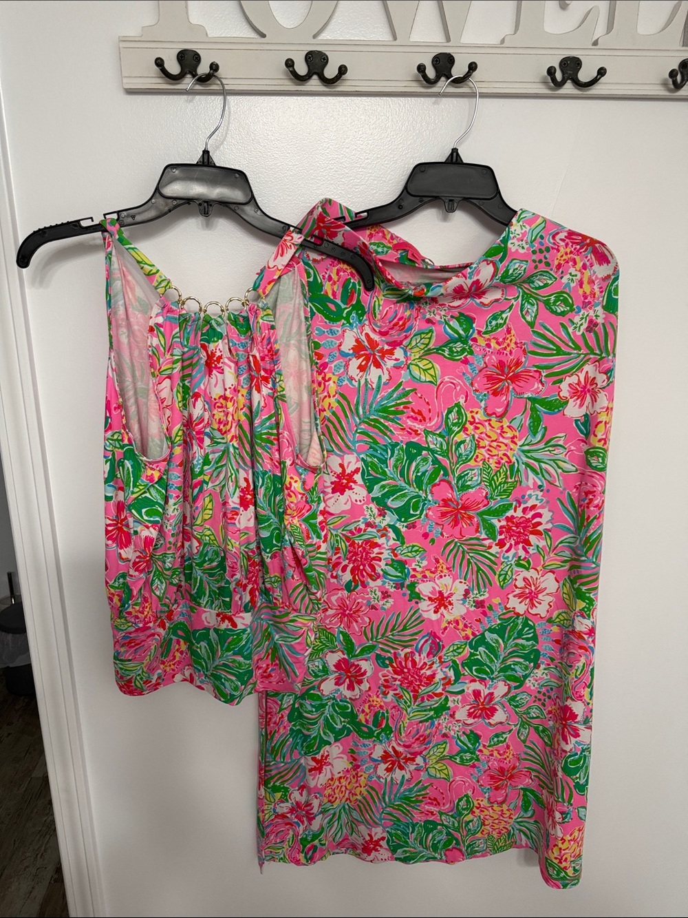 Lilly Pulitzer Pink Multi Floral 2 piece top and skirt set